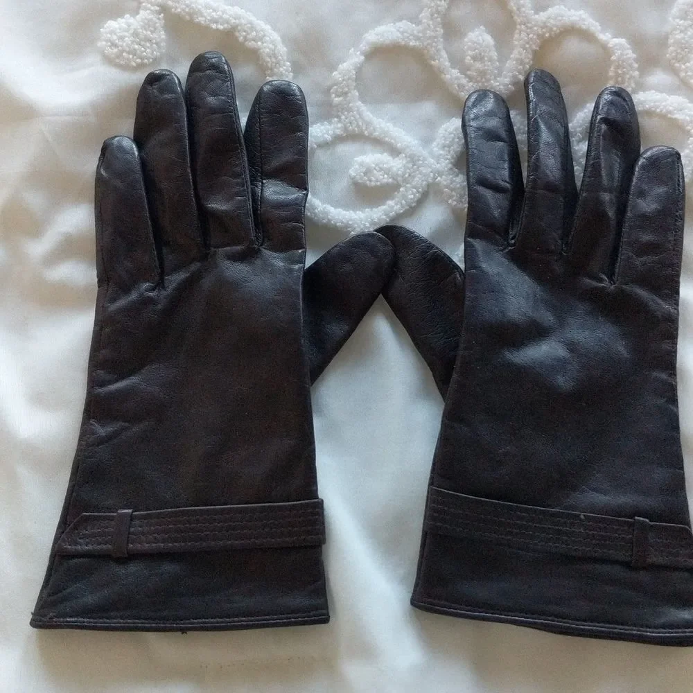 Nine West Butter Leather Gloves Espresso Color Size L